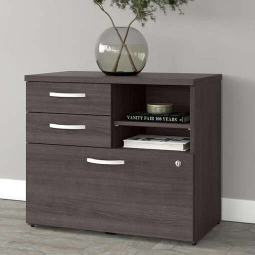 Bush Business Furniture Studio A 26" Office Storage Cabinet With 2 Shelves And Drawers, Storm Gray (SDF130SGSU-Z) -Bush Furniture 1D00912F 47A2 4238 914E47522B781119 s7