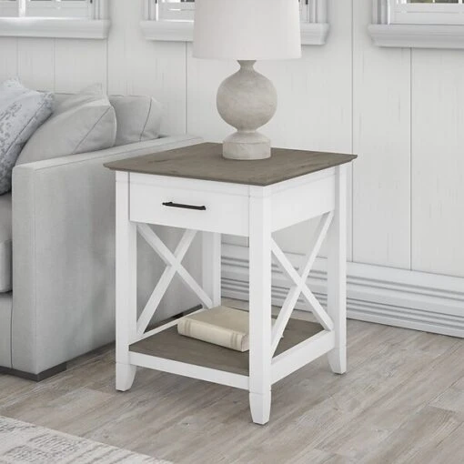 Bush Furniture Key West 20" X 20" End Table, Shiplap Gray/Pure White (KWT120G2W-03) -Bush Furniture 32F23786 B7AF 4241 8BFB2FBBE4EFA4FA s7