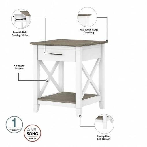 Bush Furniture Key West 20" X 20" End Table, Shiplap Gray/Pure White (KWT120G2W-03) -Bush Furniture 5E4F4DBA D6BC 4B98 BAC862AED4CA1A35 s7