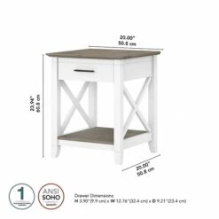 Bush Furniture Key West 20" X 20" End Table, Shiplap Gray/Pure White (KWT120G2W-03) -Bush Furniture DC1A555B 6073 4994 B0EAAC04AF9A9A62 s7