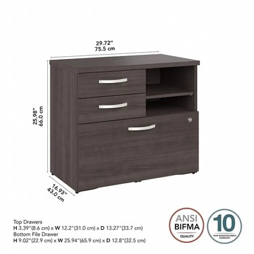 Bush Business Furniture Studio A 26" Office Storage Cabinet With 2 Shelves And Drawers, Storm Gray (SDF130SGSU-Z) -Bush Furniture F872D801 CCB7 4825 AAF487DF2AB3A7E0 s7