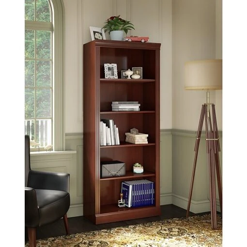 Kathy Ireland® Home By Bush Furniture Bennington 5 Shelf Bookcase, Harvest Cherry (WC65515-03) -Bush Furniture m007128815 s7