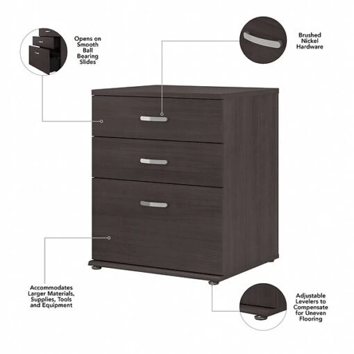 Bush Business Furniture Universal 34" Floor Storage Cabinet With 3 Drawers, Storm Gray (UNS328SG) -Bush Furniture sp150858623 s7